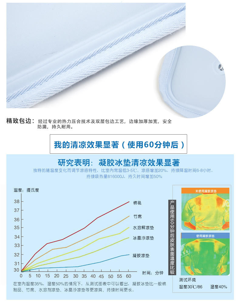 凯诗风尚 贝卡系列凝胶三层坐垫 浅蓝色 42*42