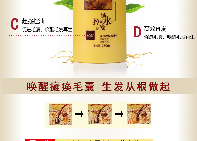 章华丝精生姜洗发水750ml 姜汁控油去屑防脱生发洗发乳精品