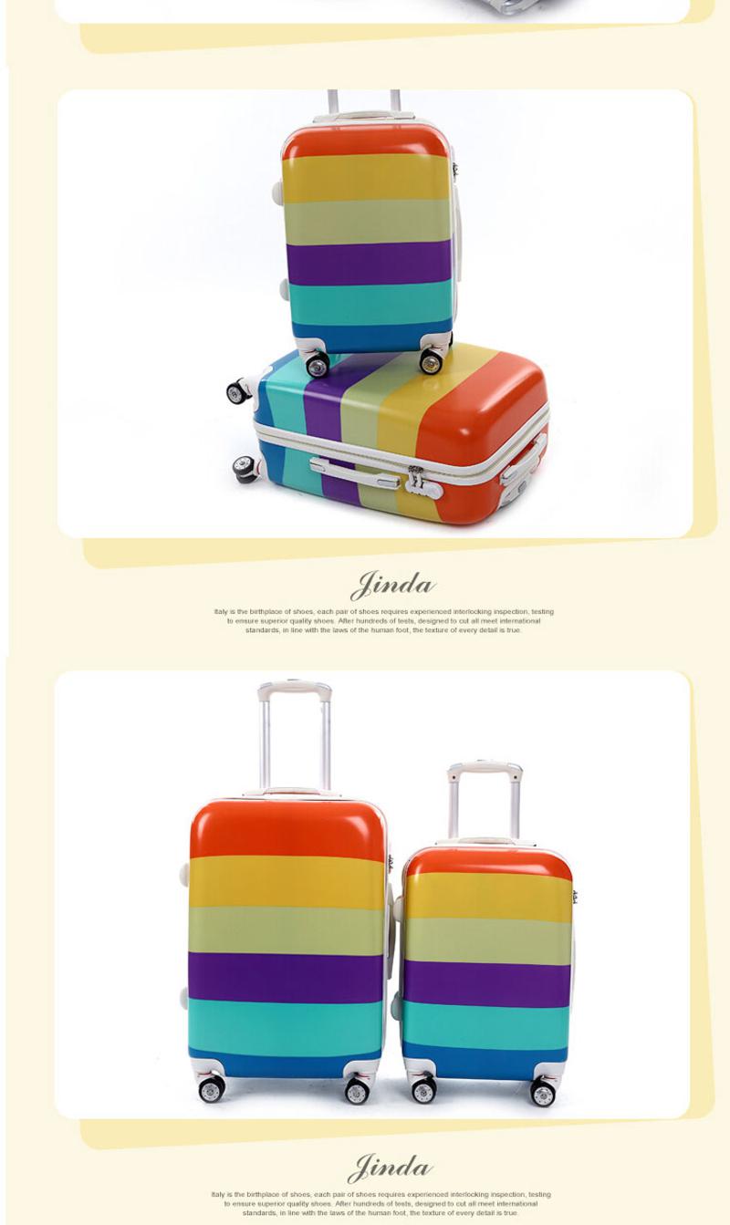乔顺达 时尚拉杆行李箱 大容量登机箱 20寸彩色横条纹 密码旅行箱QSD001