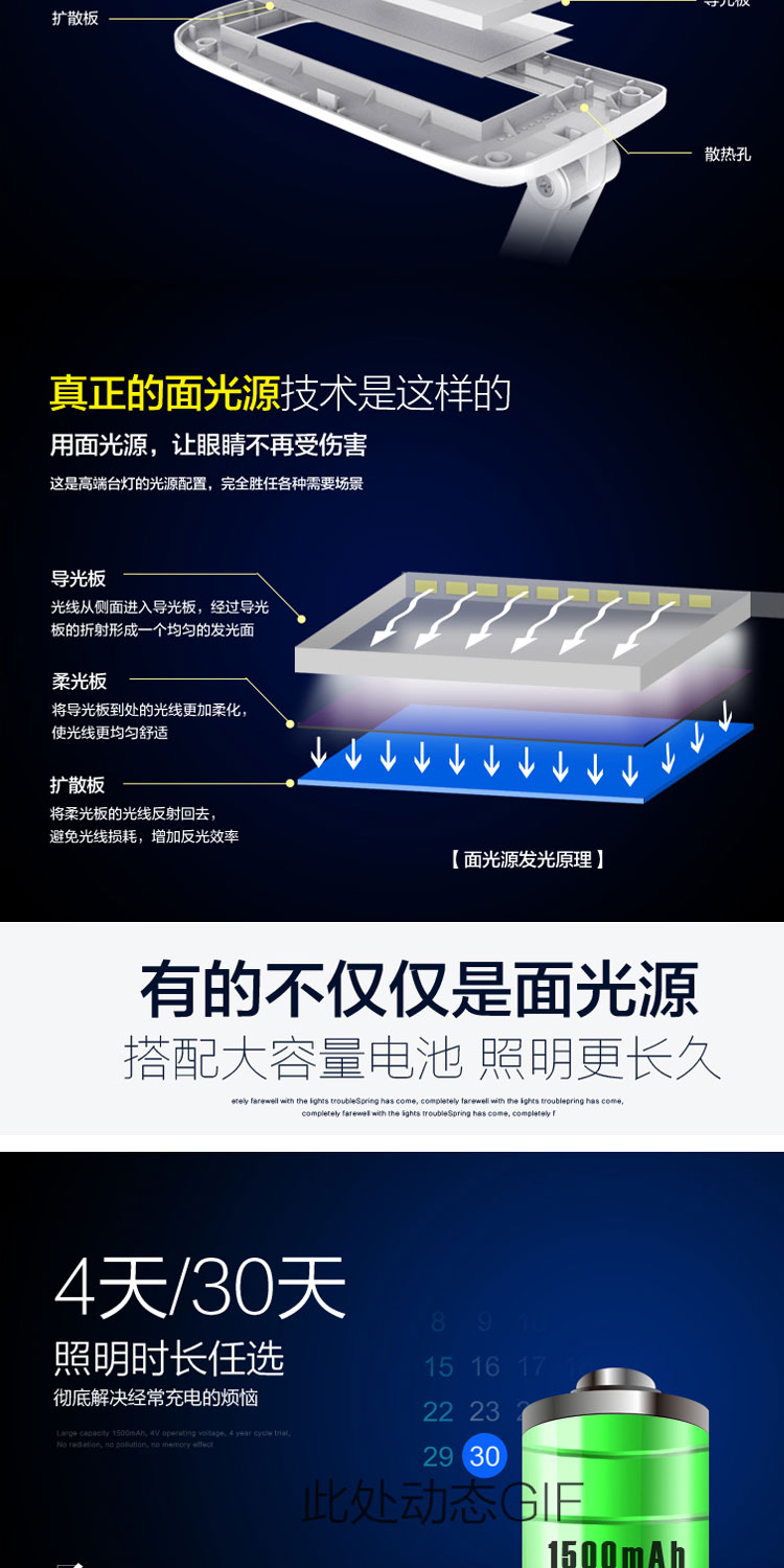 雅格 LED锂电充电台灯 护眼光 USB触控折叠小台灯学习护眼灯 YG-5929