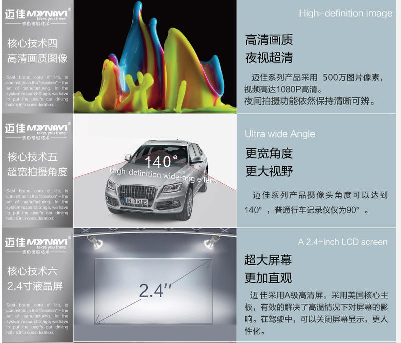 MYNAVI 迈佳  M209 经典系列防碰瓷 行车记录仪（宝石蓝、香槟色、珍珠白三色可选）