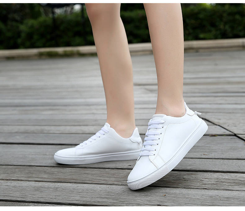 凯王帝 秋季韩版运动女鞋白色板鞋球鞋平底学生休闲鞋系带小白鞋透
