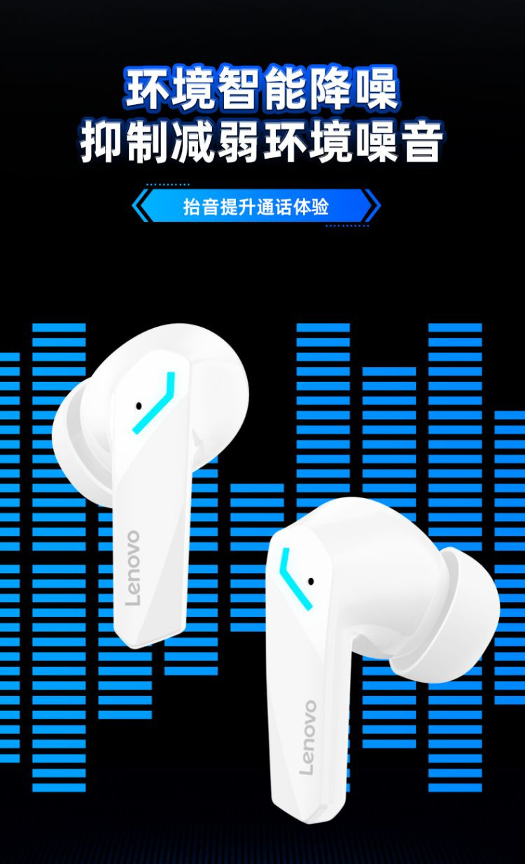 联想/Lenovo 电竞专用低延迟游戏无线蓝牙耳机入耳式音乐运 GM2 pro白色