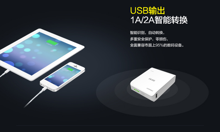 品胜 移动电源 充电宝 易充四代10000mAh 苹果白