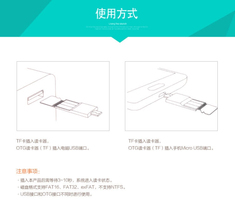 Pisen/品胜 OTG读卡器（TF卡） 三星 小米 华为 酷派 中兴台电等安卓手机 平板电脑适用白