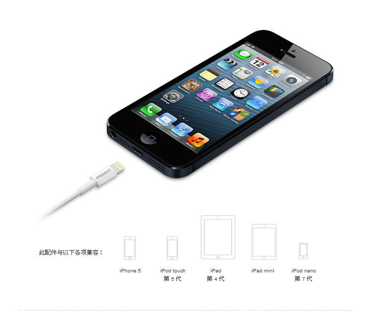 品胜 苹果iphone5/5S/6/6plus 1米数据线充电线+双USB车充车载充 车载充电器套装