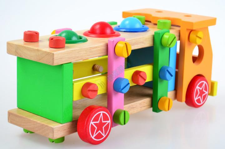 儿童拆装螺母玩具木制玩具敲球螺丝车JF24螺丝车MGWJ
