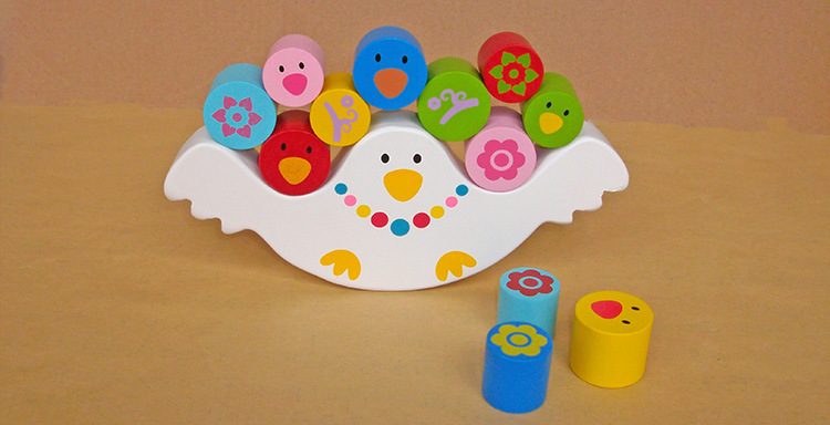婴儿早教小鸟平衡木积木KB03玩具木制儿童认知蒙氏教具1-3岁MGWJ