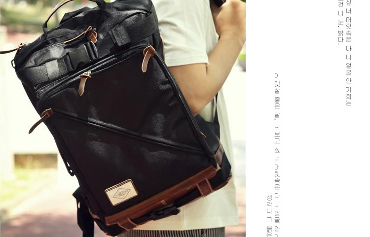 韩版男士背包 大容量拉链双肩背包 尼龙旅行包 纯色休闲书包MST