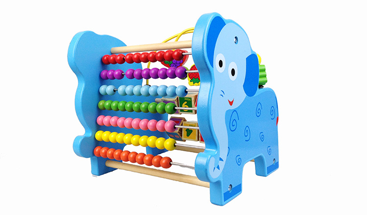 动物大象狮子多功能翻板绕珠计算架QZM09木制玩具MGWJ