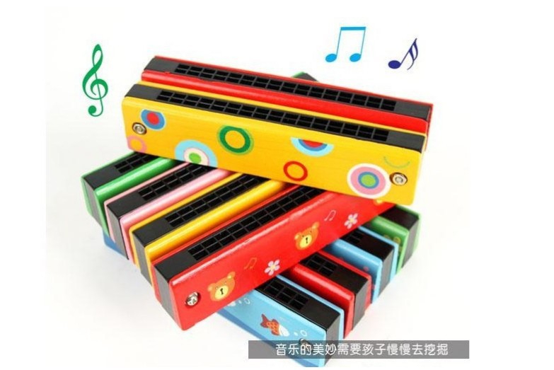 儿童乐器木制彩绘口琴WM112儿童口琴音乐早教启蒙多色环保MGWJ
