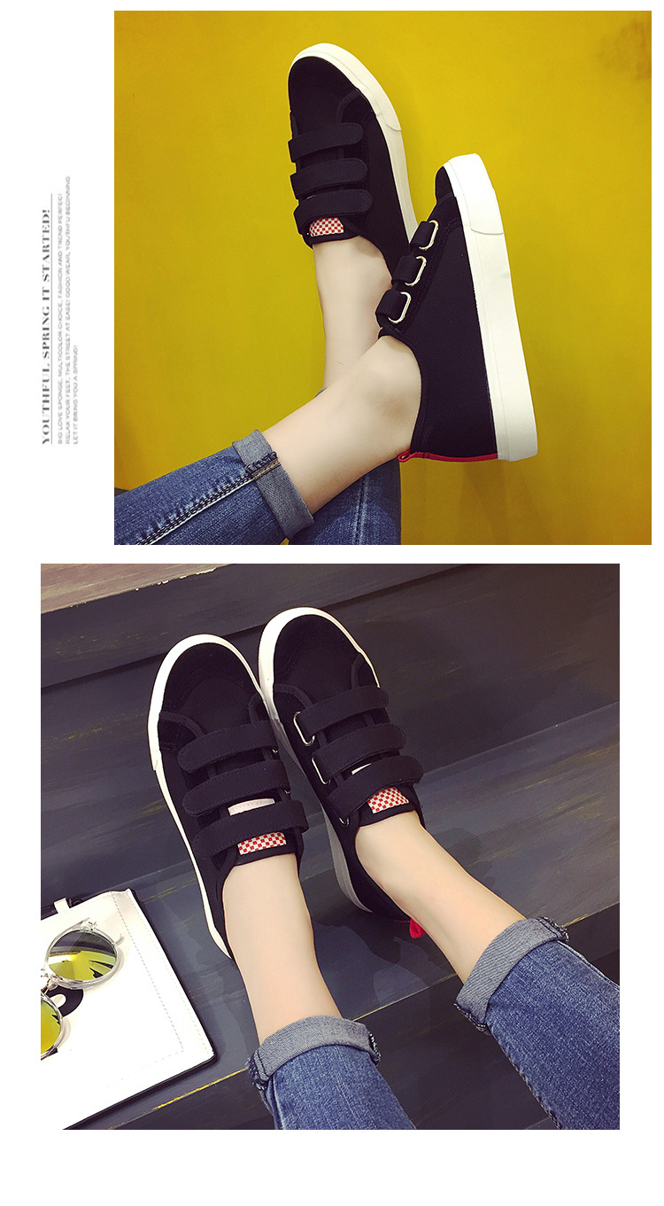 帆布鞋女韩版休闲学生鞋厚底魔术贴懒人布鞋平跟单鞋8822XLD