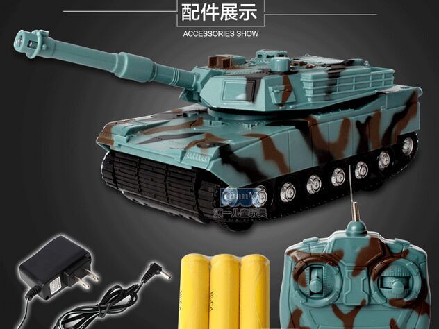 383-19电动模型遥控坦克包电 手动旋转炮台 音乐发光玩具TFWJ