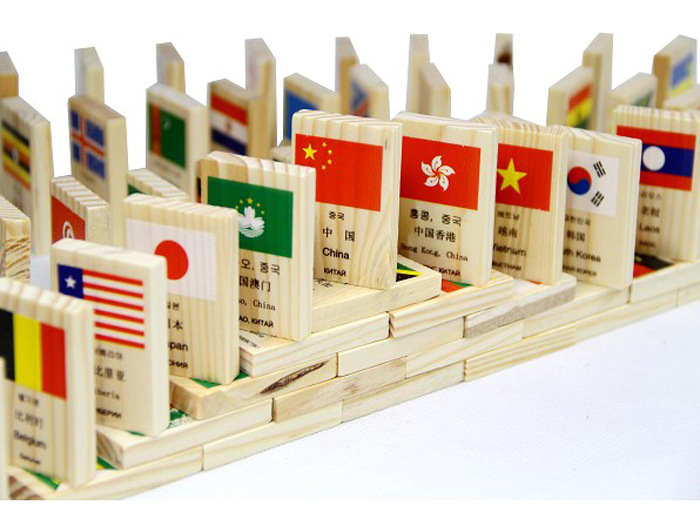 木制玩具儿童多米诺玩具100片印刷国旗多米诺DX12MGWJ