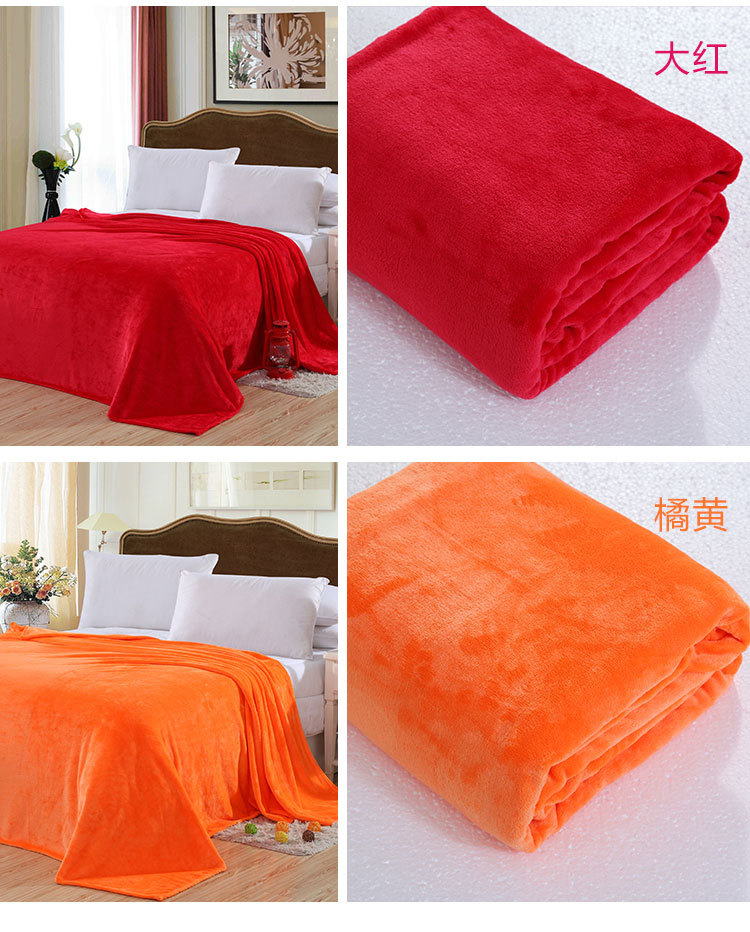 床上用品纯色法兰绒毛毯 加厚保暖床单盖毯纯色毛毯200*230cm   NTJF
