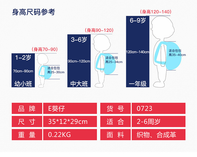 幼儿园书包5-6周岁培训班男女童双肩背包0723    EKZ