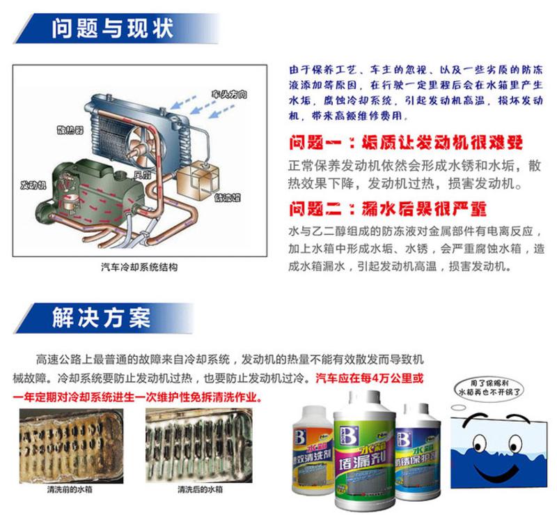 保赐利 水箱速效清洗剂 汽车水箱清洁剂 冷却系统清洗剂 效清洗水箱污垢