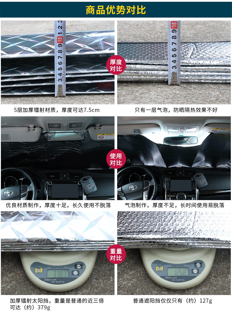 卡饰得 汽车镭射遮阳挡 加厚加重隔热太阳挡 车载前挡 车用后档 140*70cm