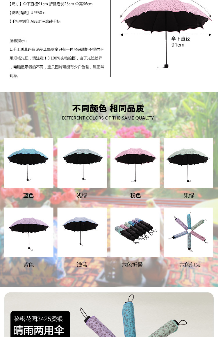 【邮乐赣州馆】好旺汤银花防晒伞 防紫外线太阳伞 晴雨两用伞 雨伞 简约防晒伞