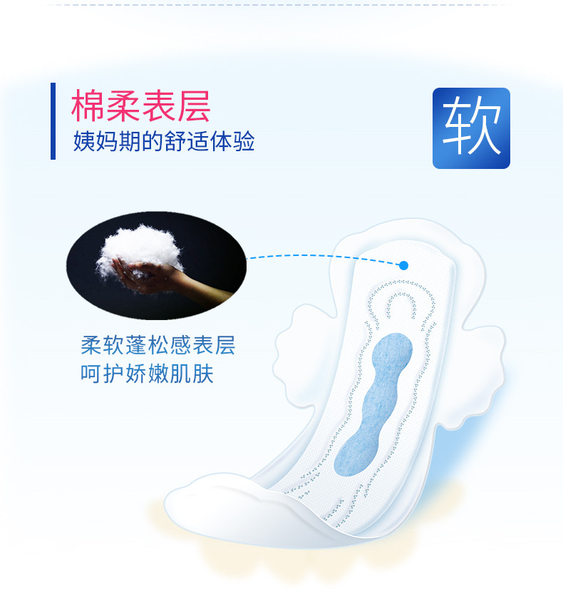 【赣州馆】安尔乐蓝芯体验棉柔卫生巾LJA8210 10片*2包夜用型 275mm超薄透气卫生棉姨妈巾