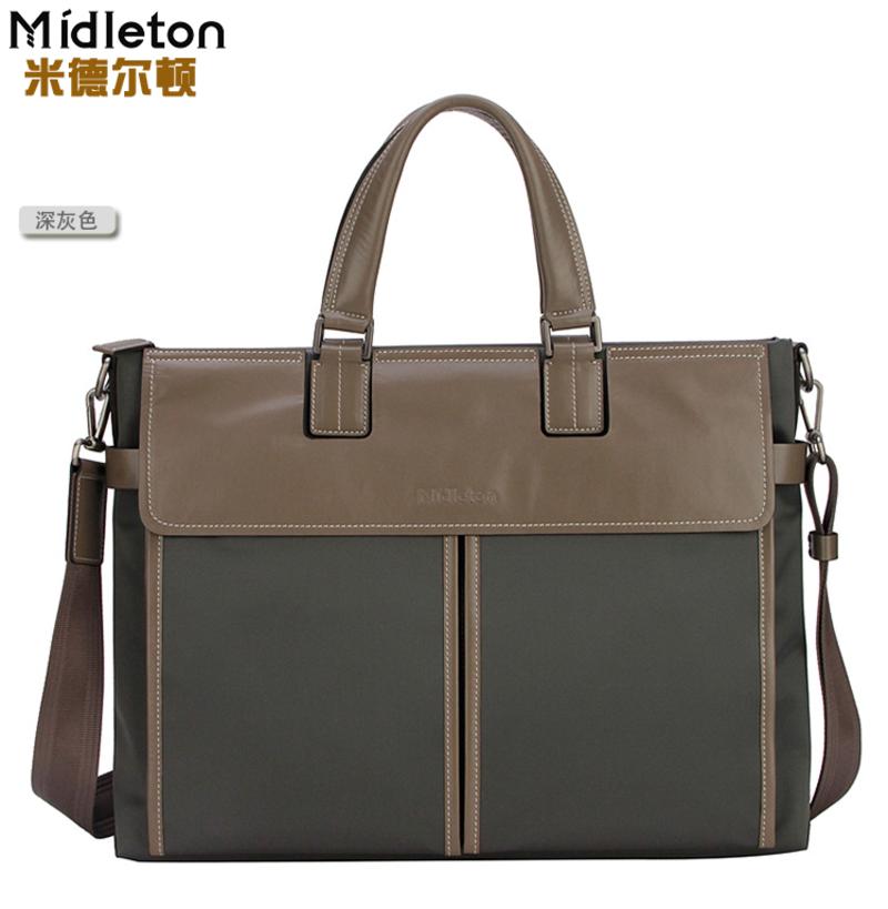 米德尔顿 男士商务手提包韩版潮包时尚公文包单肩包横款电脑包