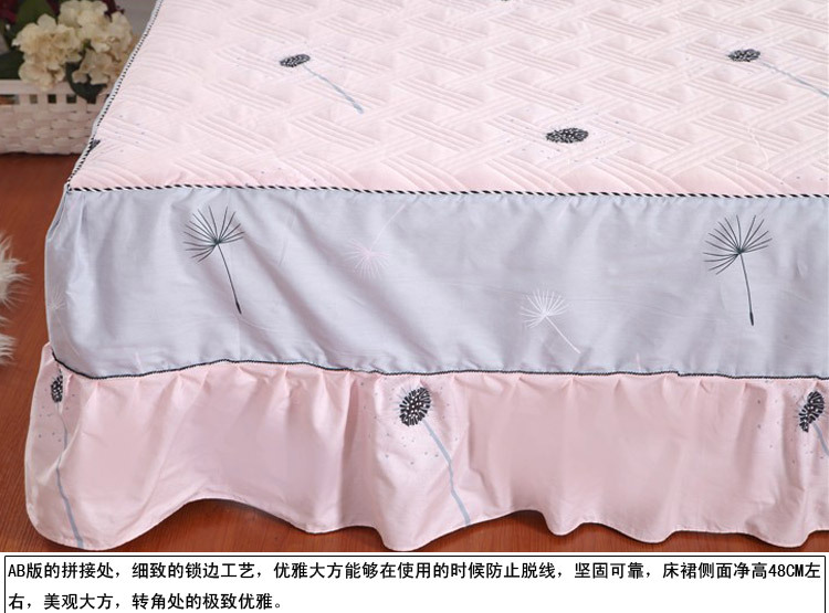 精新纯棉加棉夹棉床裙式四件套 绗缝式床裙加厚套件床裙1.8M+被套2M
