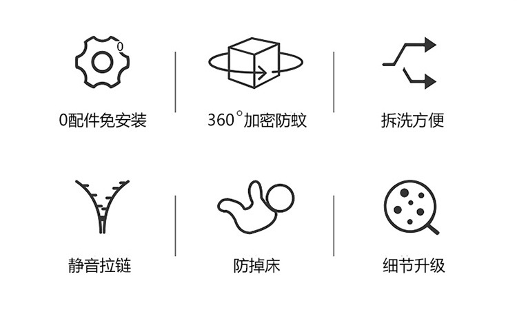 精新 免安装家用学生蒙古包双开门蚊帐1.5M加厚拉链蚊帐