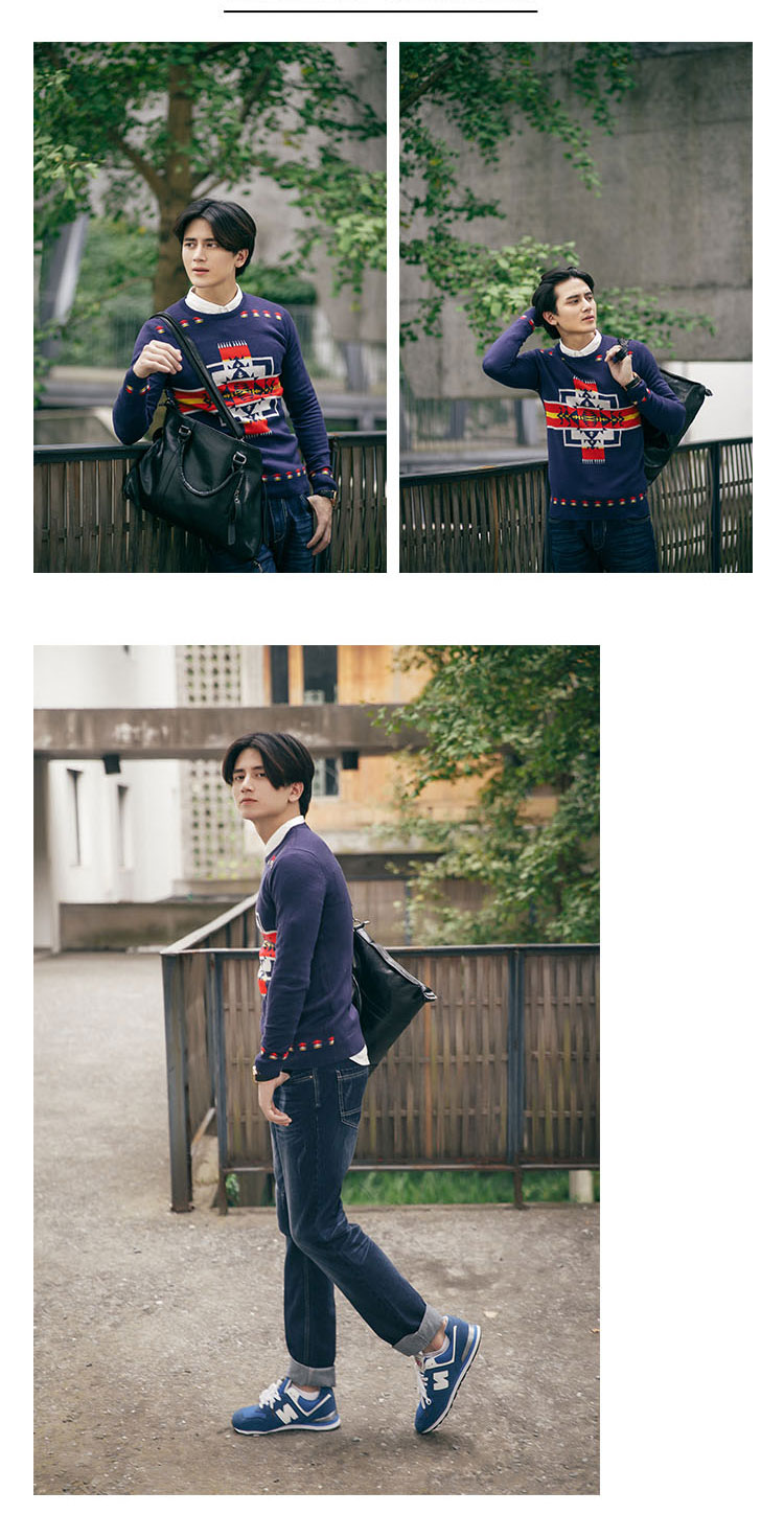 mssefn 2014新款 韩版修身长袖毛衣 针织衫男2222-18003