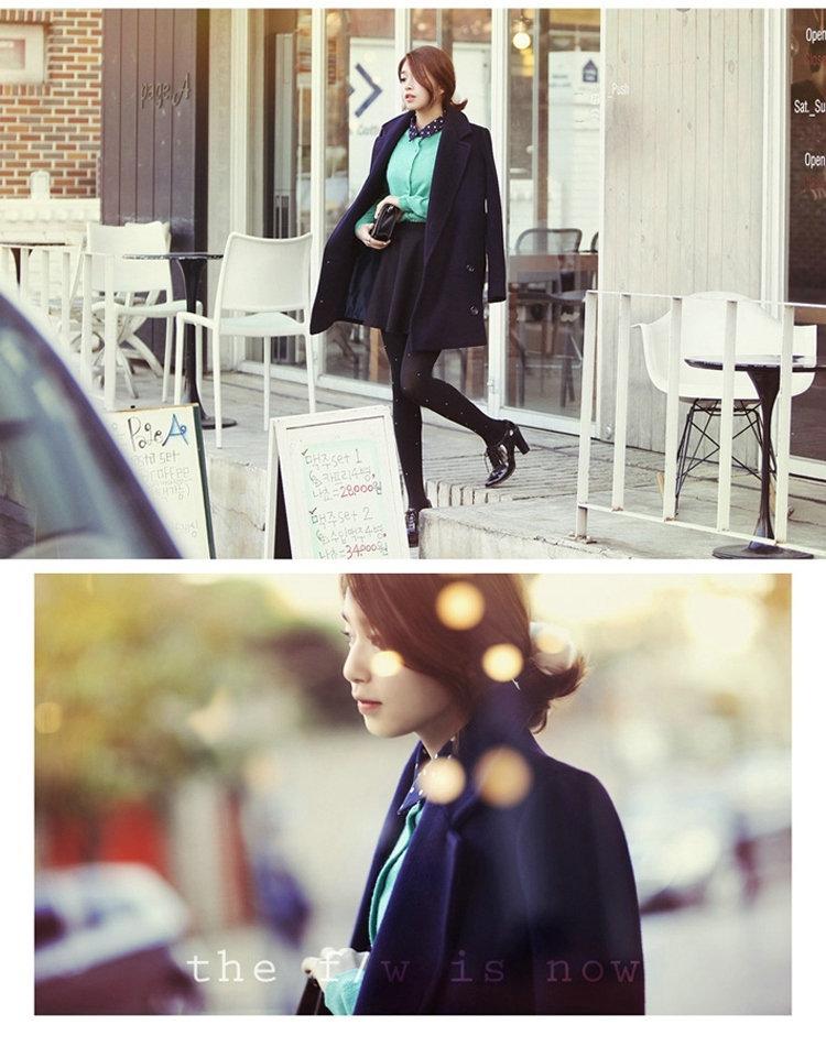 mssefn   2014秋冬新款韩版毛呢外套女长袖双排扣纯色外套8629-2910