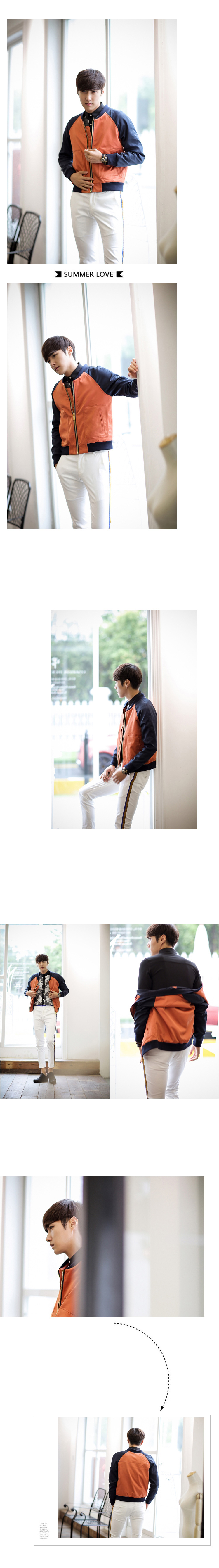 mssefn2014秋冬新巴黎时装周走秀系列插肩袖设计男士拼色夹克1801-JK56