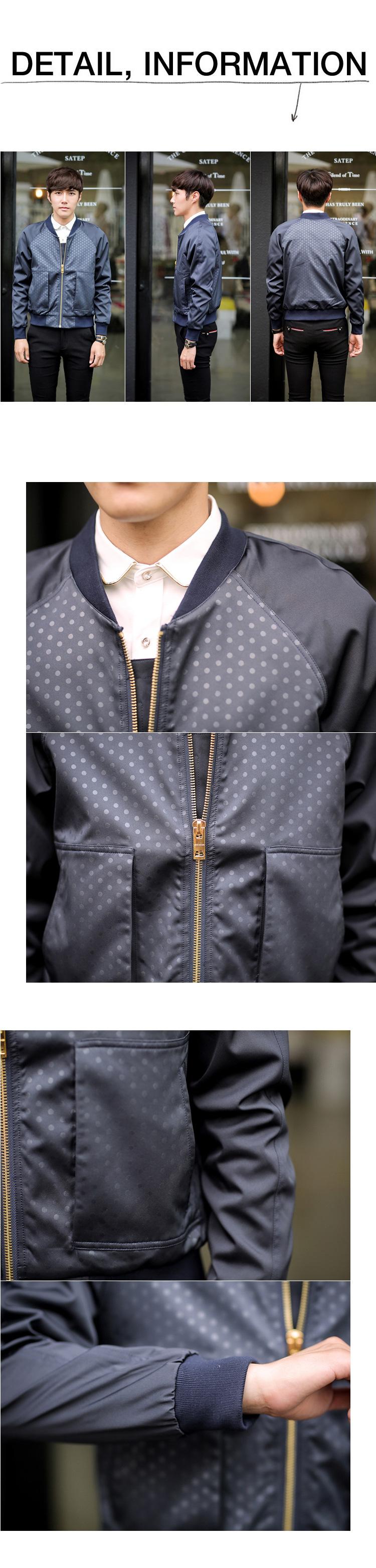 mssefn2014秋冬新款暗波点设计男士韩版修身休闲时尚夹克外套1801-JK58