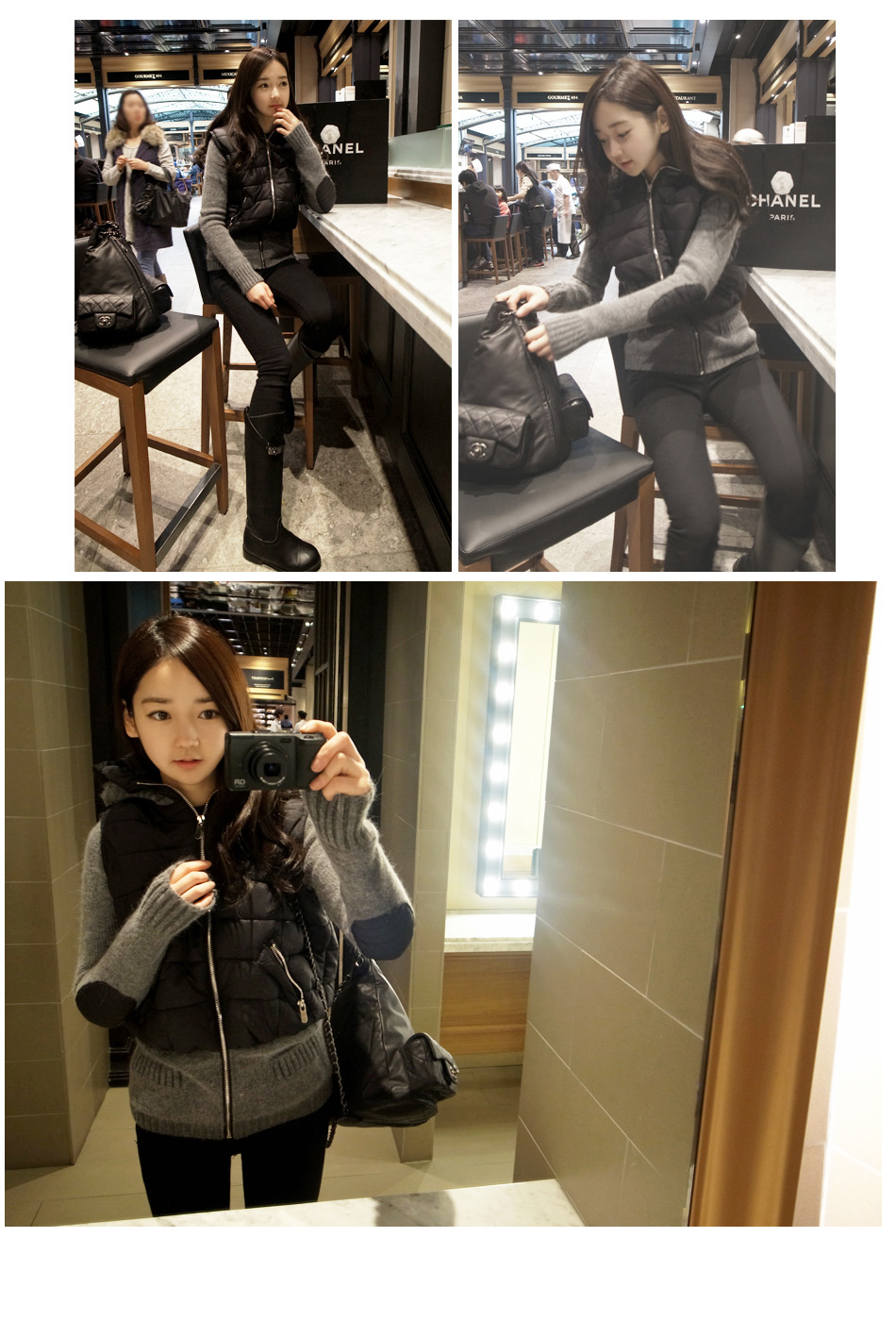 mssefn 2014新款 韩版女装 修身针织拼接外套针织袖棉服 8619-F188