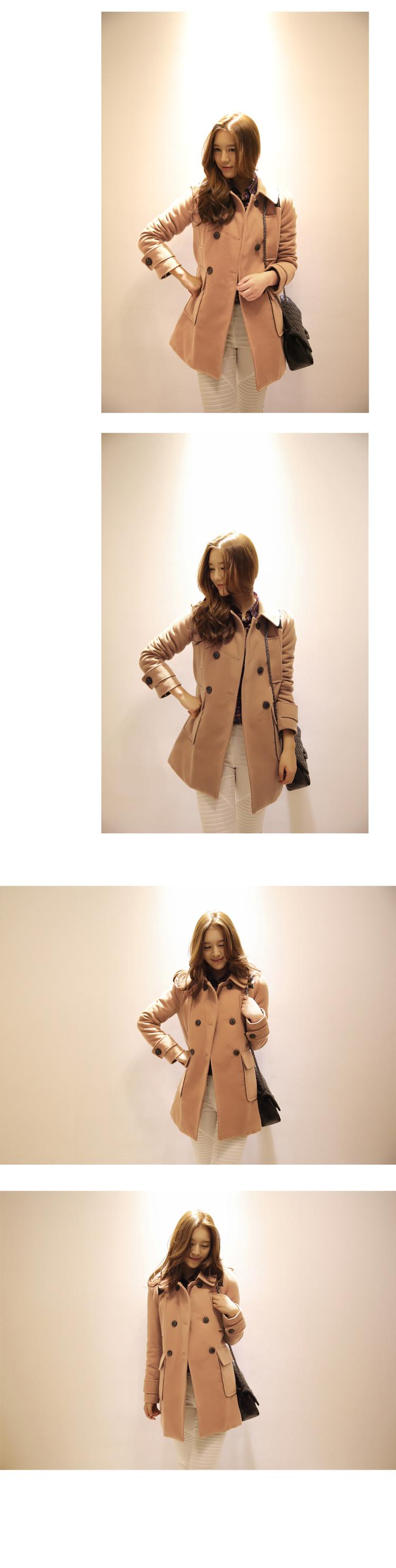 mssefn 2014秋冬新款 韩版修身长袖夹棉加厚呢外套 8615-1320