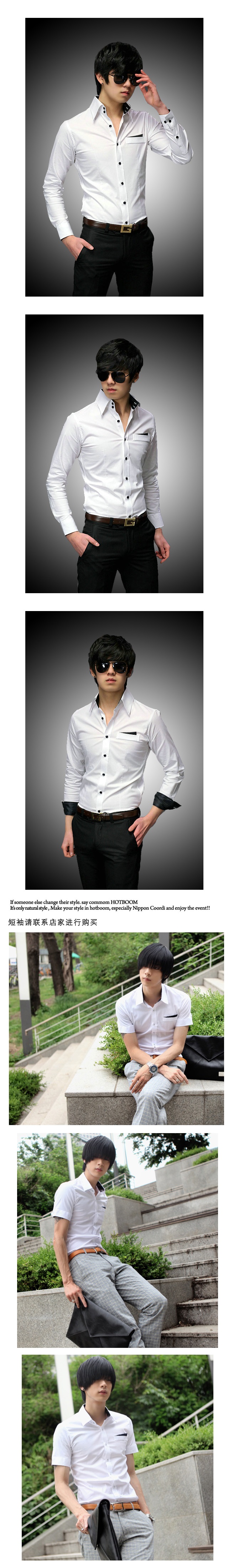 mssefn 2014新款男士长袖口袋斜边衬衫  2068-CS05