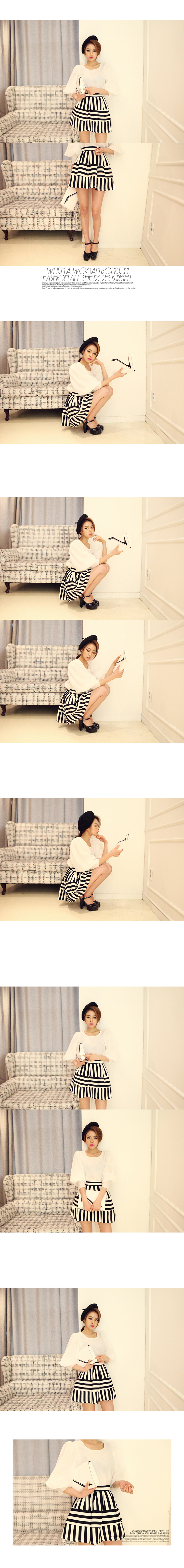 mssefn   2014秋装新款裙子韩版条纹短裙套装8607-X093