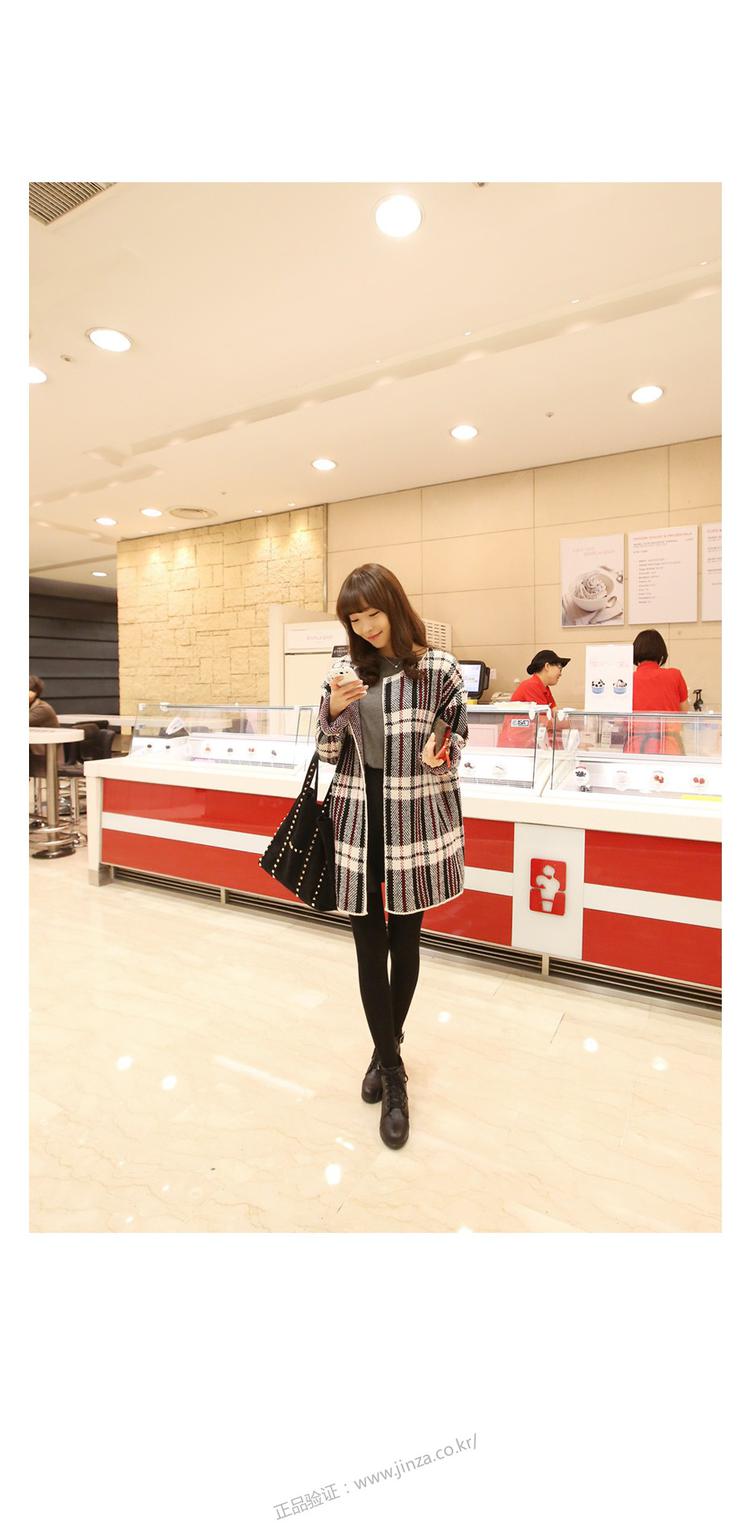 mssefn  2014 秋季新款 韩版修身针织开衫 百搭格纹针织衫8606-H12