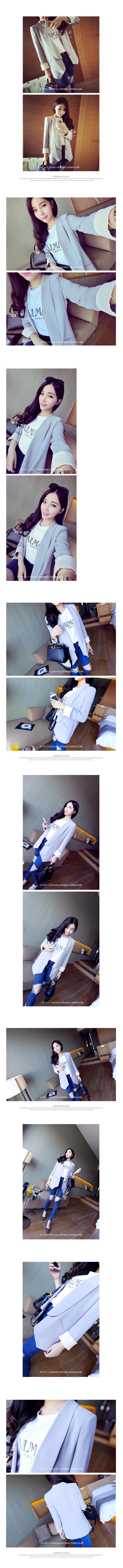 mssefn2014秋冬韩版拼色卷袖薄款西装  8201-W806