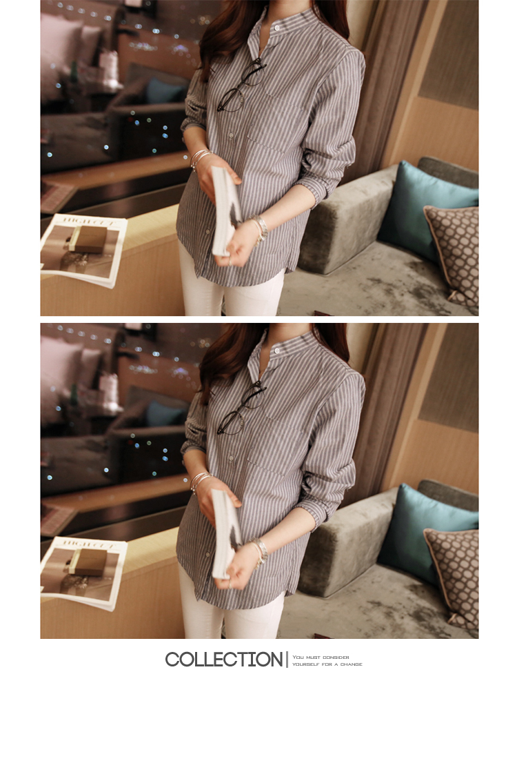 mssefn2014秋冬韩版新款女士 竖条衬衣衬衫  8201-C710