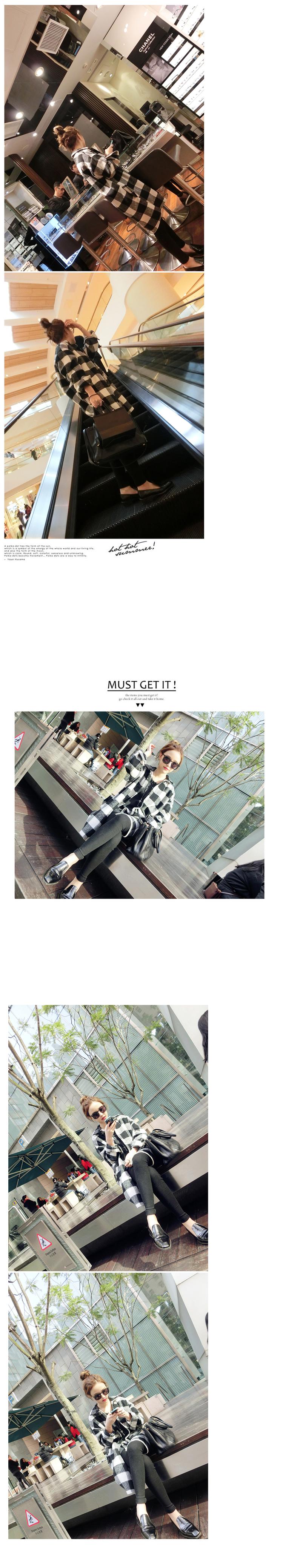 mssefn2014韩版新款秋冬黑白格子长衬衫 8201-C711