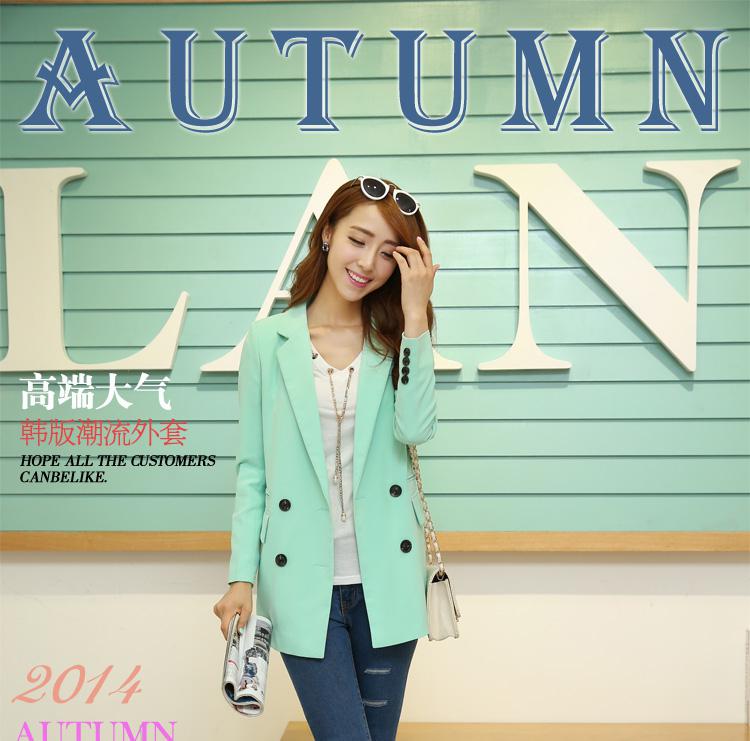 mssefn2014韩版小西装秋季新款双排扣长袖百搭休闲女式外套YYZC693