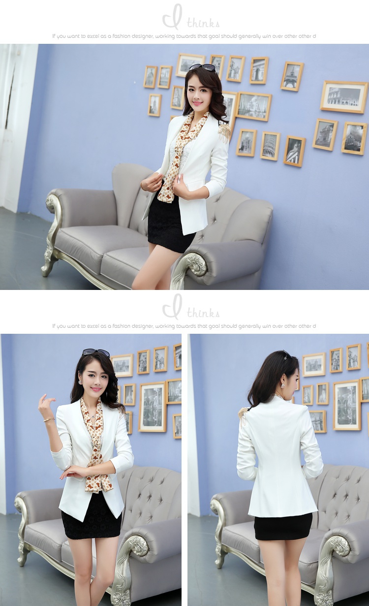 mssefn2014韩版外套精品女装秋季一粒扣长袖V领短外套时尚YFBH1870