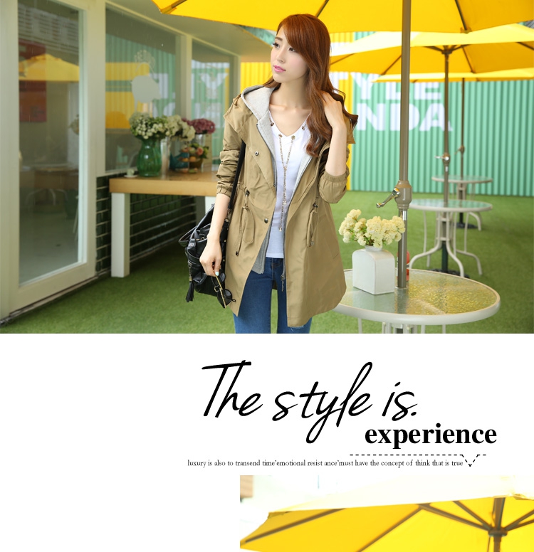 mssefn2014韩版秋季假两件套连帽女式风衣外套新款女装批发YYZC691