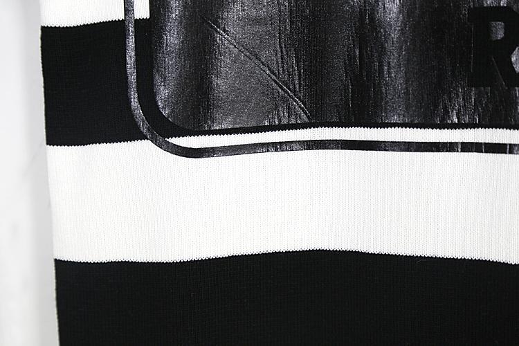 mssefn秋装新款V领黑白横条纹印花针织衫无袖长款针织T恤809F70
