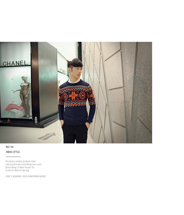 mssefn2014年秋冬新款雪花图案韩版休闲时尚毛衣 针织衫男士2033 M34
