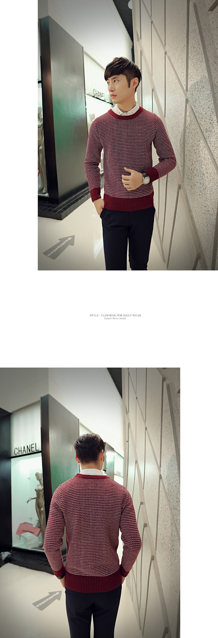 mssefn2014秋冬新款小时代风条纹韩版毛衣  男士针织衫2033 M32