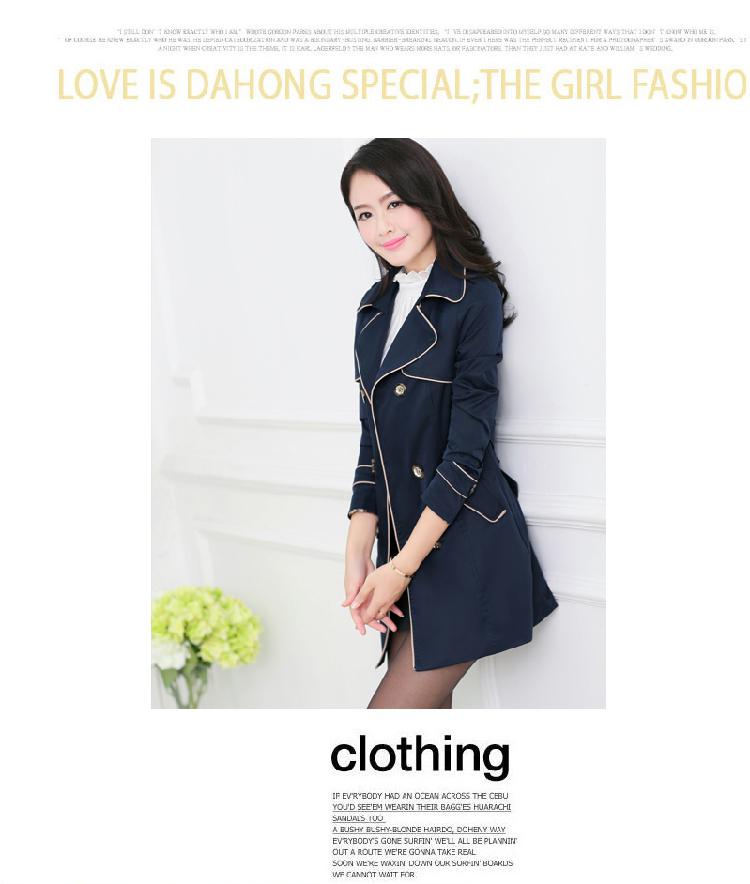 mssefn 2014秋季女装新款韩版双排扣系带中长款修身风衣外套YASG-1929