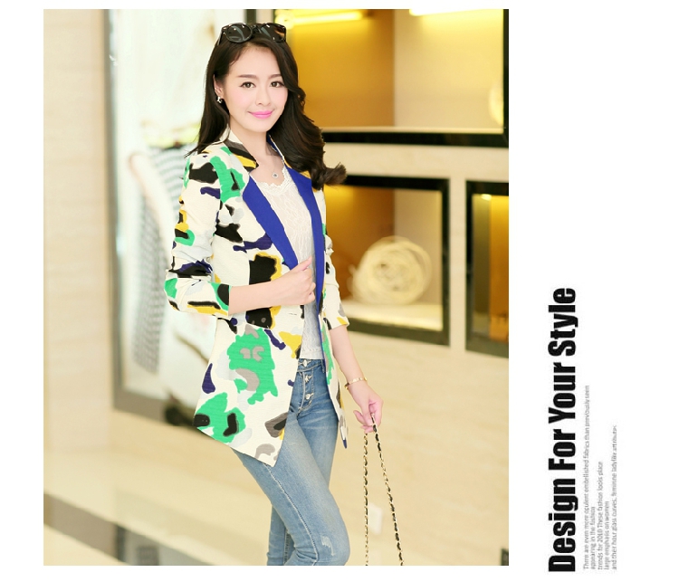 mssefn2014秋季女装新款韩版修身印花中长款风衣外套YASG1957