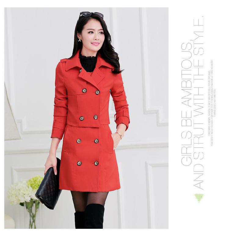 mssefn秋季女装新款韩版双排扣两件套中长款风衣外套YASG1936