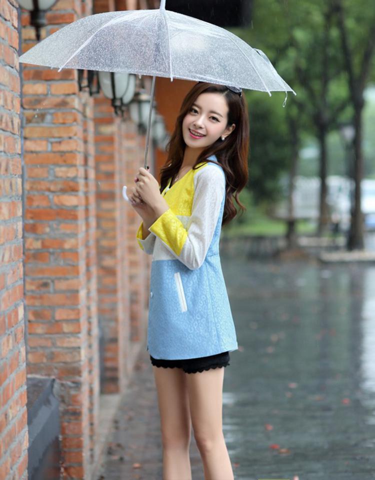 Mssefn2014秋冬季新款韩版女装拼接撞色蕾丝小西服外套风衣y15