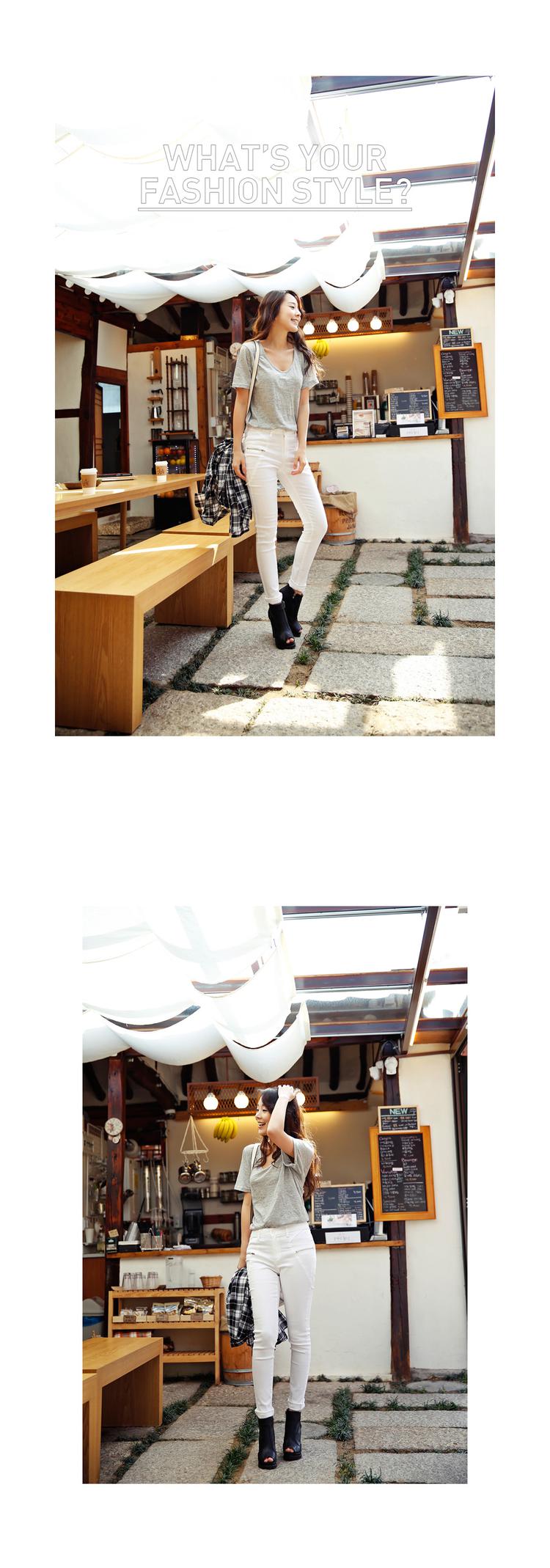 Mssefn 2014秋冬款 韩版拉链装饰中腰修身白色女士长裤 8608-004